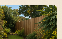 Tropical fenced yard and garden
